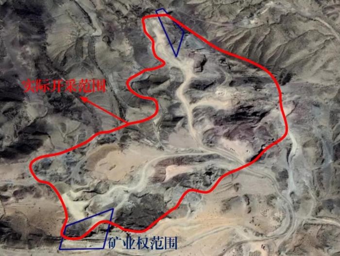 2021年5月的衛(wèi)星遙感影像顯示，白土崗子石料廠礦業(yè)權(quán)面積僅16.65畝，越界開采達207畝，超出12.4倍