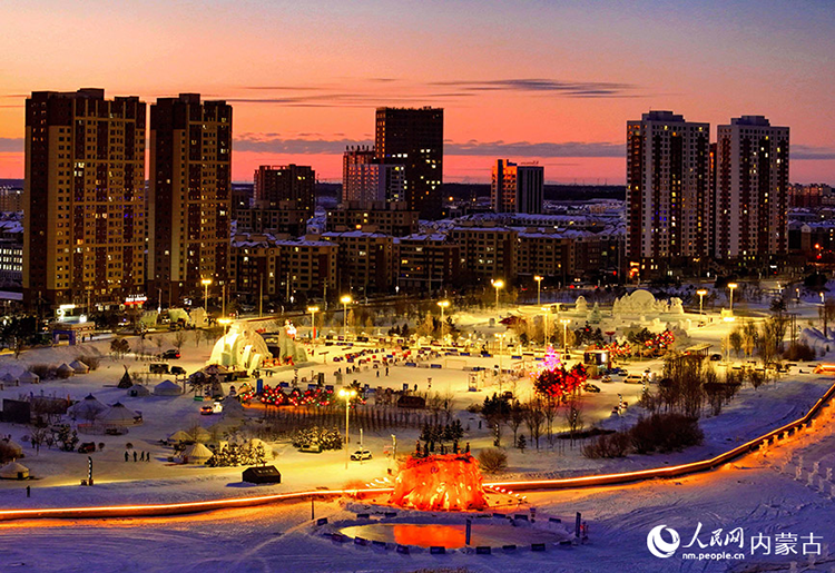 2024年12月20日拍攝的呼倫貝爾市城市越野滑雪公園景色（無人機照片）。王正攝