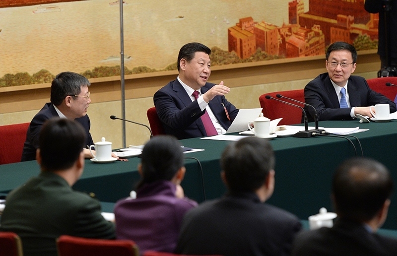 2014年3月習(xí)近平總書(shū)記參加十二屆全國(guó)人大二次會(huì)議上海代表團(tuán)的審議。