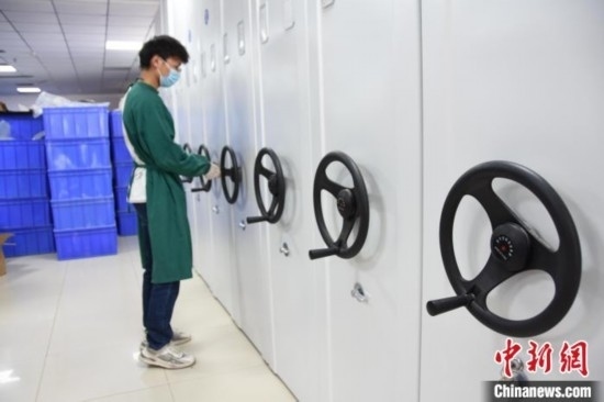 圖為鄭州大學(xué)人骨考古實驗室內(nèi)的骨骼標(biāo)本庫。王宇 攝