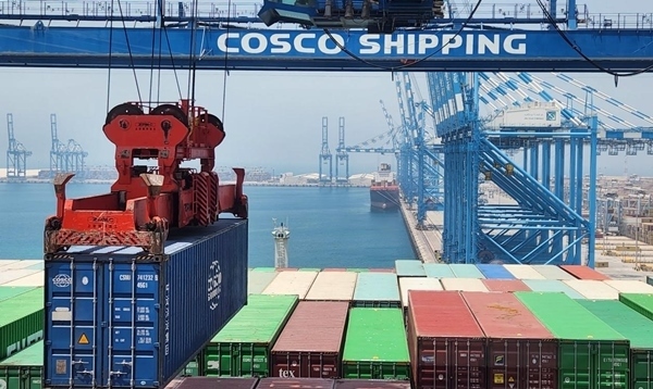 圖為“東方西班牙”輪在裝載貨物。人民網(wǎng)記者 管克江 攝