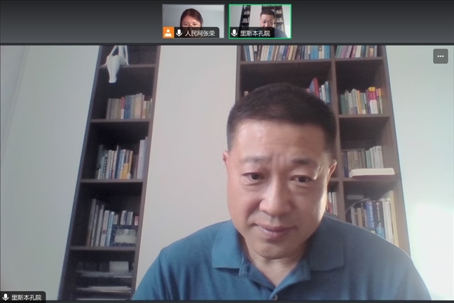 里斯本大學(xué)孔子學(xué)院中方院長王錦程。 采訪截圖