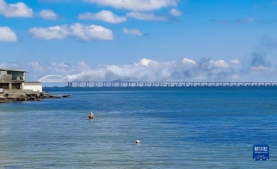 這是8月12日拍攝的克里米亞大橋。新華社/塔斯社
