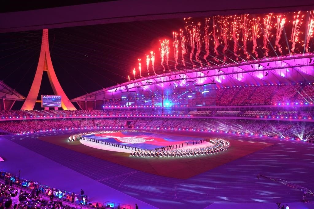 5月5日，第32屆東南亞運(yùn)動(dòng)會(huì)在柬埔寨首都金邊的國(guó)家體育場(chǎng)開(kāi)幕。