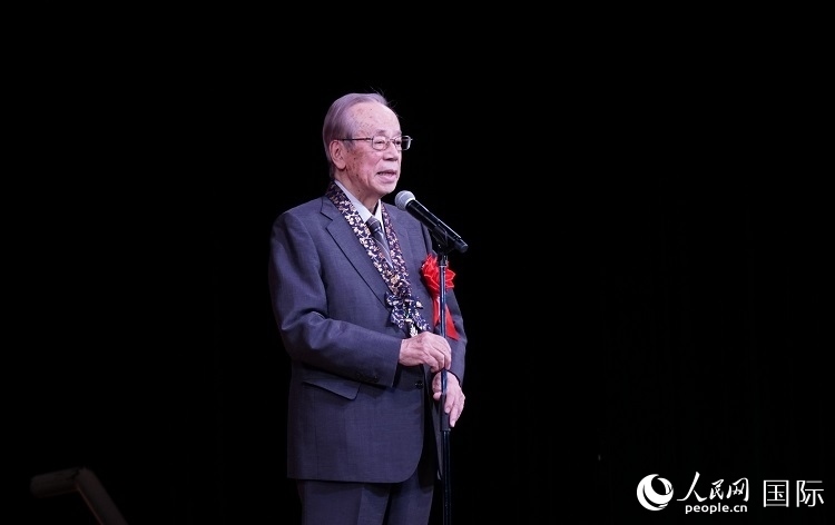 日本前首相福田康夫發(fā)表致辭。人民網(wǎng) 蔣曉辰攝