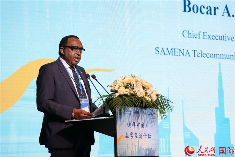 SAMENA電信協(xié)會首席執(zhí)行官博卡爾致辭。人民網(wǎng)記者任皓宇攝