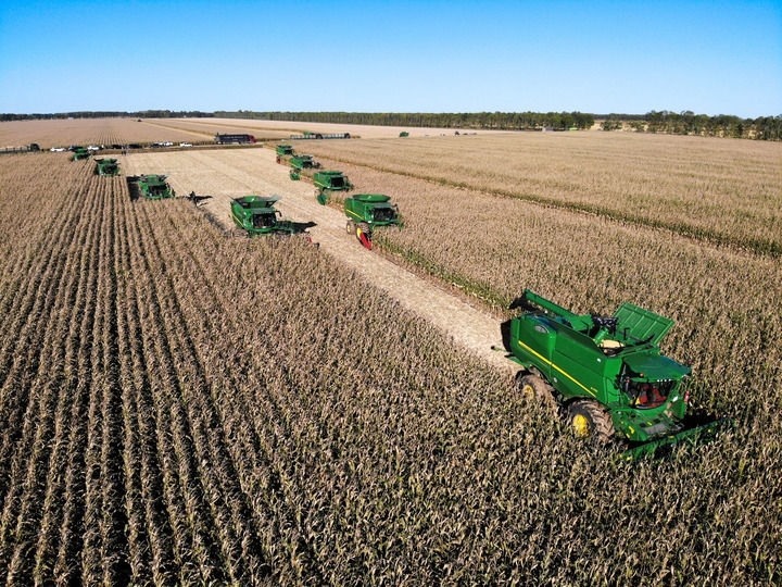 9月20日在位于黑龍江雙鴨山市友誼縣的北大荒農(nóng)業(yè)股份有限公司友誼分公司一地塊拍攝的秋收現(xiàn)場（無人機(jī)照片）。新華社記者 王松 攝