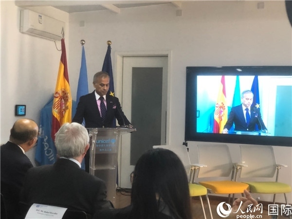 聯(lián)合國駐華協(xié)調(diào)員常啟德在研討會(huì)上致辭。 人民網(wǎng)記者 趙健攝