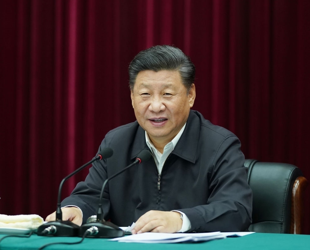 2019年9月18日上午，中共中央總書記、國家主席、中央軍委主席習(xí)近平在鄭州主持召開黃河流域生態(tài)保護(hù)和高質(zhì)量發(fā)展座談會(huì)并發(fā)表重要講話。新華社記者 謝環(huán)馳 攝