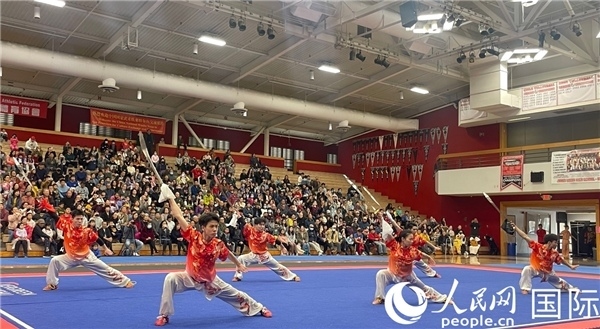 中國武術(shù)隊員表演現(xiàn)場。人民網(wǎng)記者 鄧圩攝