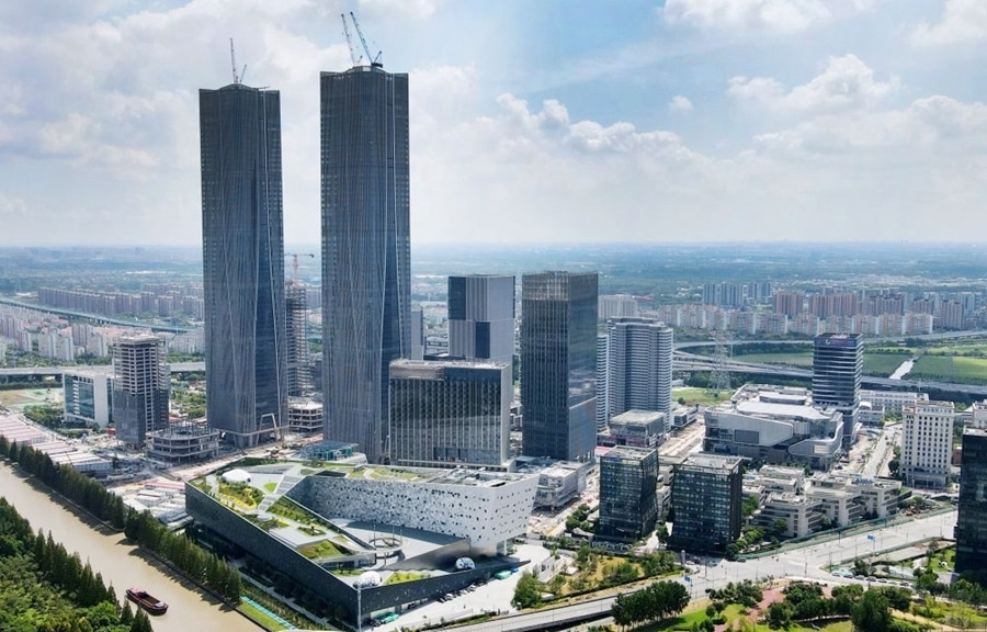 位于上海浦東新區(qū)的張江科學會堂（前）（2023年9月10日攝，無人機照片）。