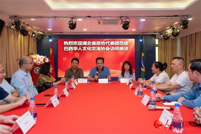 湖北省政協(xié)經(jīng)濟委員會主任王兆民（中）在座談會上致辭。 人民網(wǎng)記者 陳海琪攝