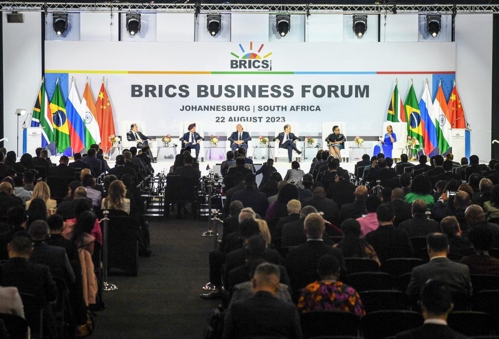 這是8月22日在南非約翰內(nèi)斯堡拍攝的金磚國(guó)家工商論壇現(xiàn)場(chǎng)。新華社記者李亞輝攝