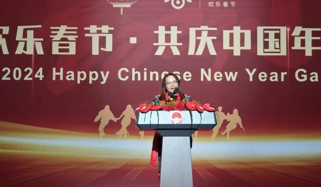 南非旅游部長德利萊女士致辭。中國駐南非大使館供圖