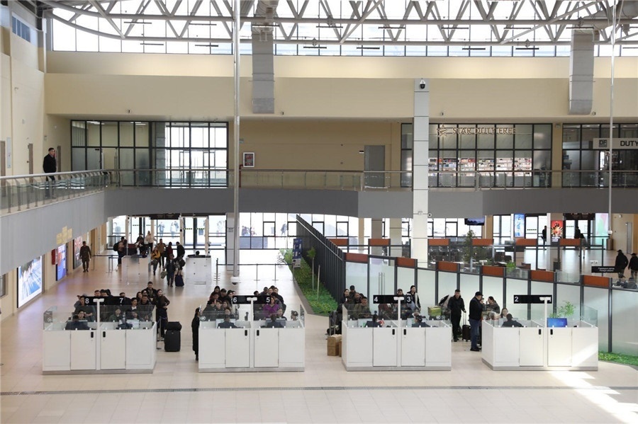 3月24日，扎門烏德口岸通關(guān)現(xiàn)場。駐蒙古使館供圖