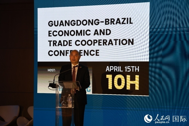 廣東海外聯(lián)誼會會長王瑞軍在推介會上致辭。人民網(wǎng)記者 陳海琪攝