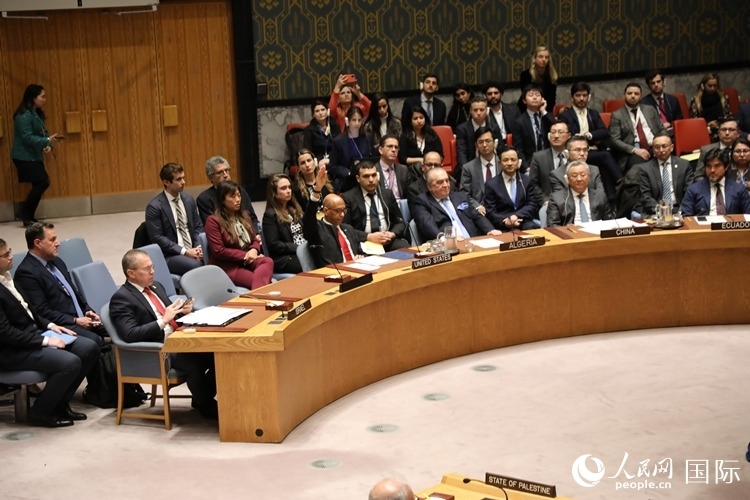 4月18日，安理會(huì)投票現(xiàn)場(chǎng)，12個(gè)成員投贊成票。 人民網(wǎng)記者 李志偉攝