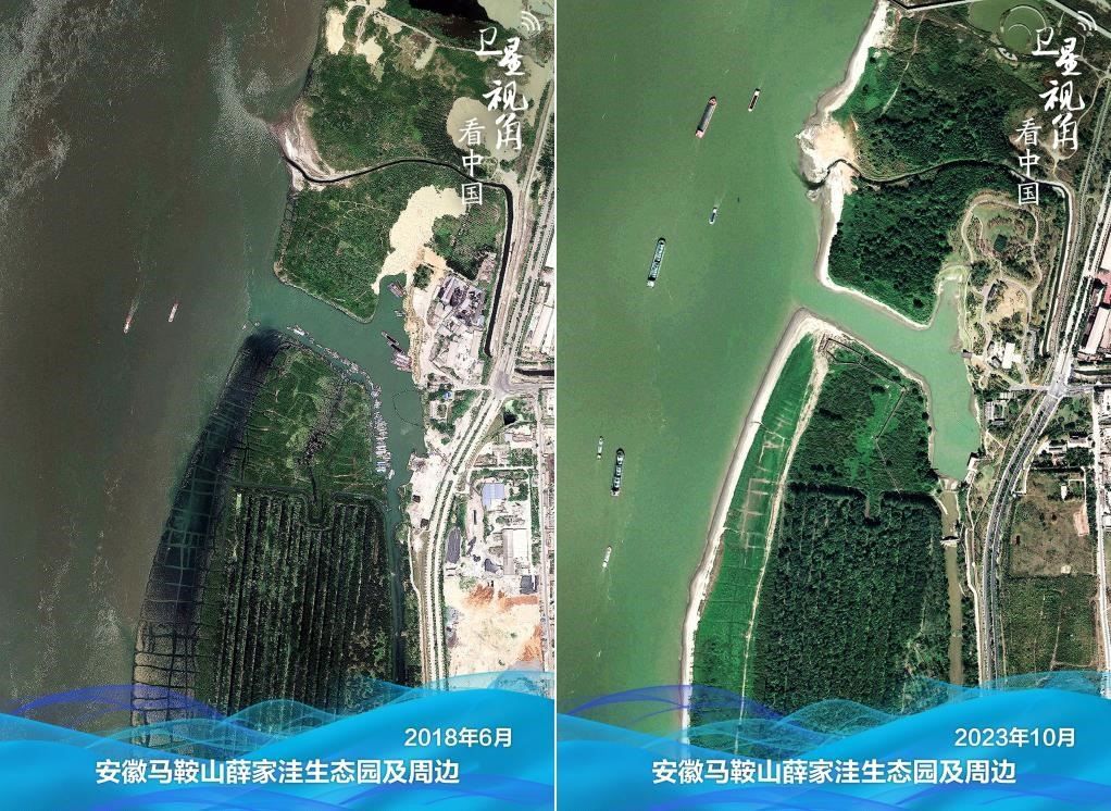 經(jīng)過整治后的安徽馬鞍山薛家洼生態(tài)園生機(jī)盎然。