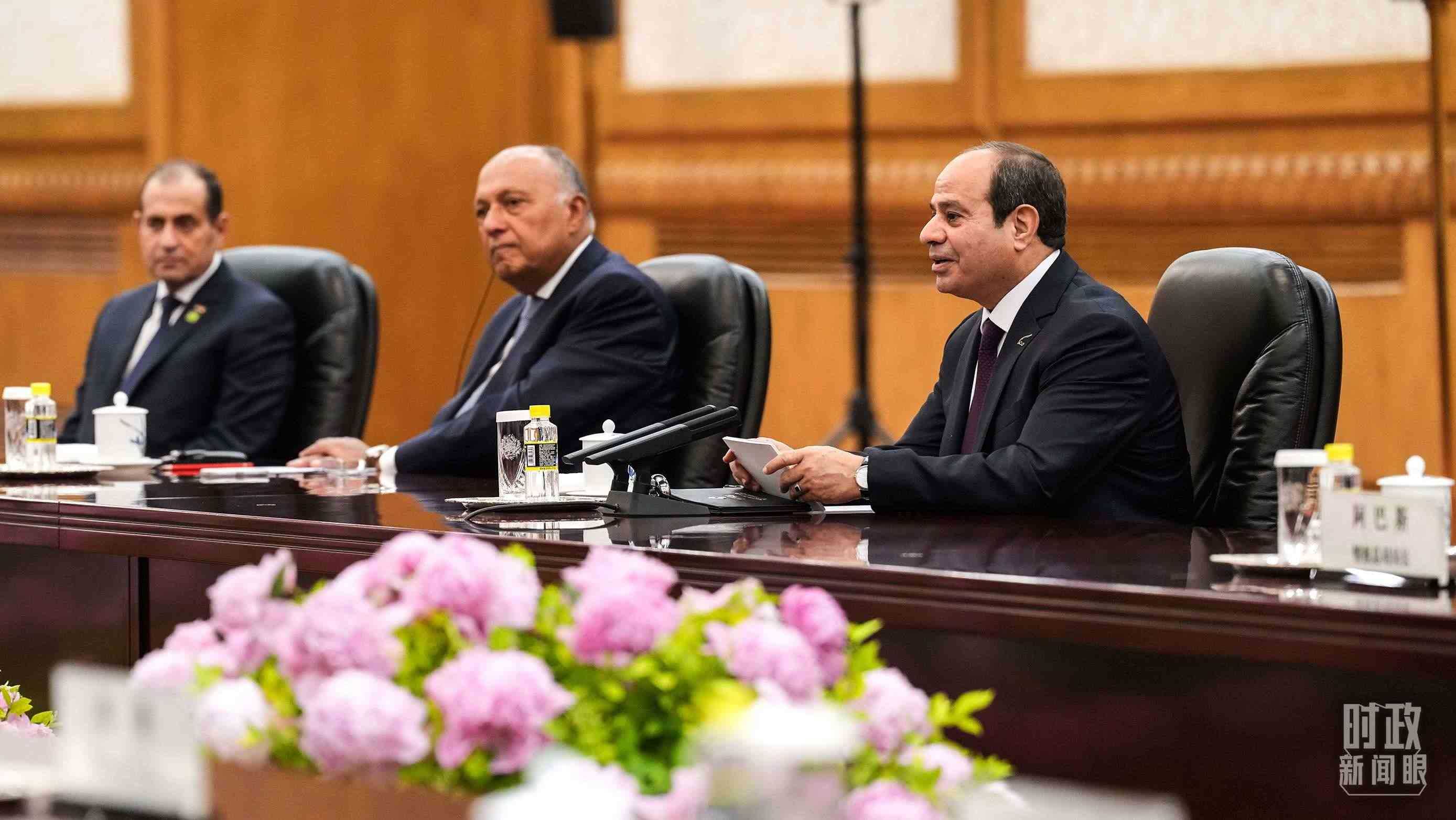 △會談中的塞西總統(tǒng)。（總臺國廣記者李晉拍攝）