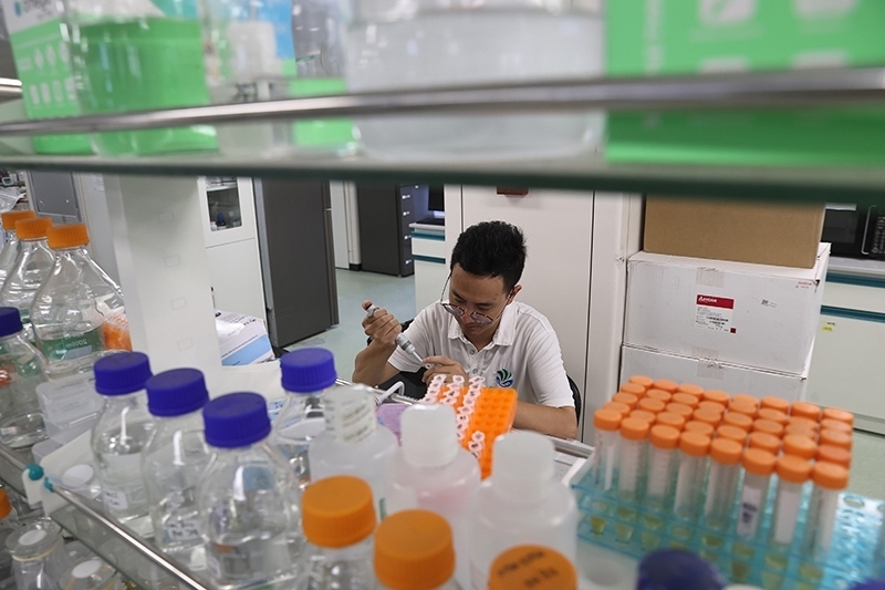 在三亞崖州灣科技城，一名青年科技工作者正在進(jìn)行科研工作。