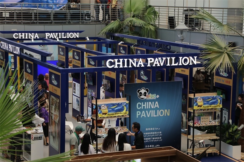中國(guó)聯(lián)合展臺(tái)亮相阿拉伯廣播電視節(jié)。主辦方供圖