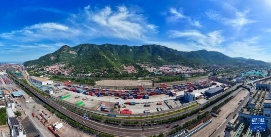 這是6月26日拍攝的中哈連云港物流合作基地（無人機照片）。新華社記者 季春鵬 攝