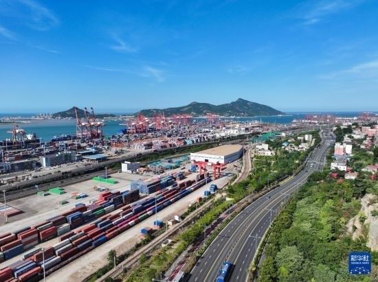 這是6月26日拍攝的中哈連云港物流合作基地（無人機照片）。新華社記者 季春鵬 攝