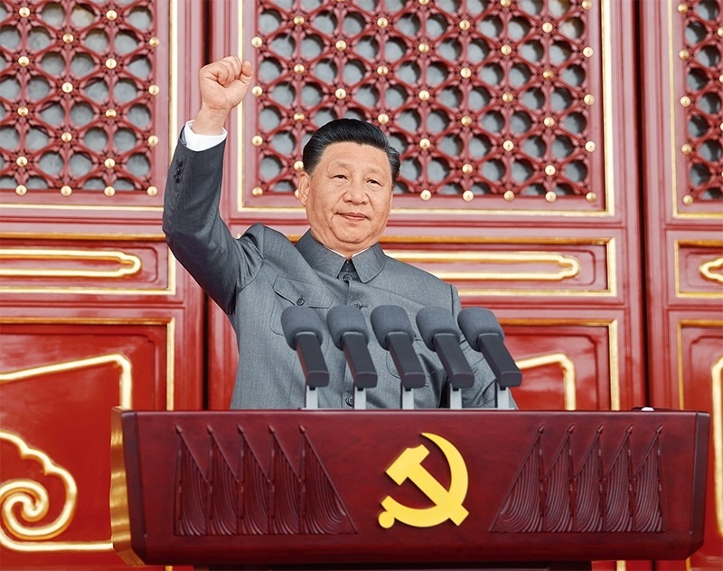 2021年7月1日，慶祝中國共產(chǎn)黨成立100周年大會(huì)在北京天安門廣場隆重舉行。中共中央總書記、國家主席、中央軍委主席習(xí)近平發(fā)表重要講話。 新華社記者 鞠鵬/攝