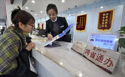 2024年3月25日，北京大興區(qū)，工作人員為群眾辦理跨省政務(wù)事宜。