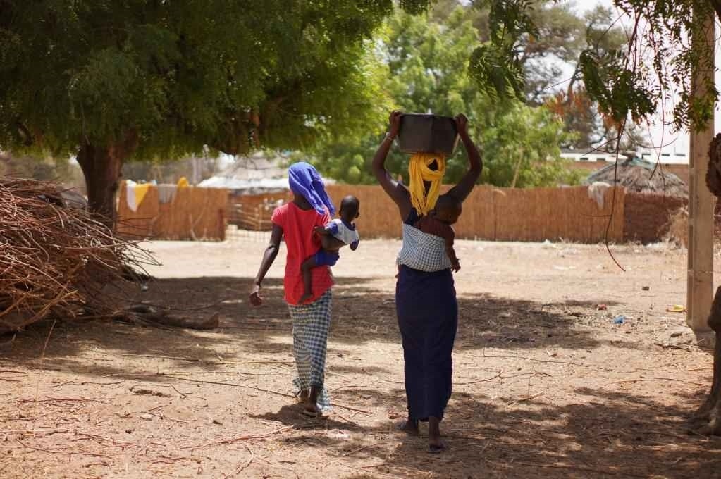 2023年3月20日，在塞內加爾久爾貝勒區(qū)的泰內富勒村，村民將取到的水運回家。新華社記者 王子正 攝