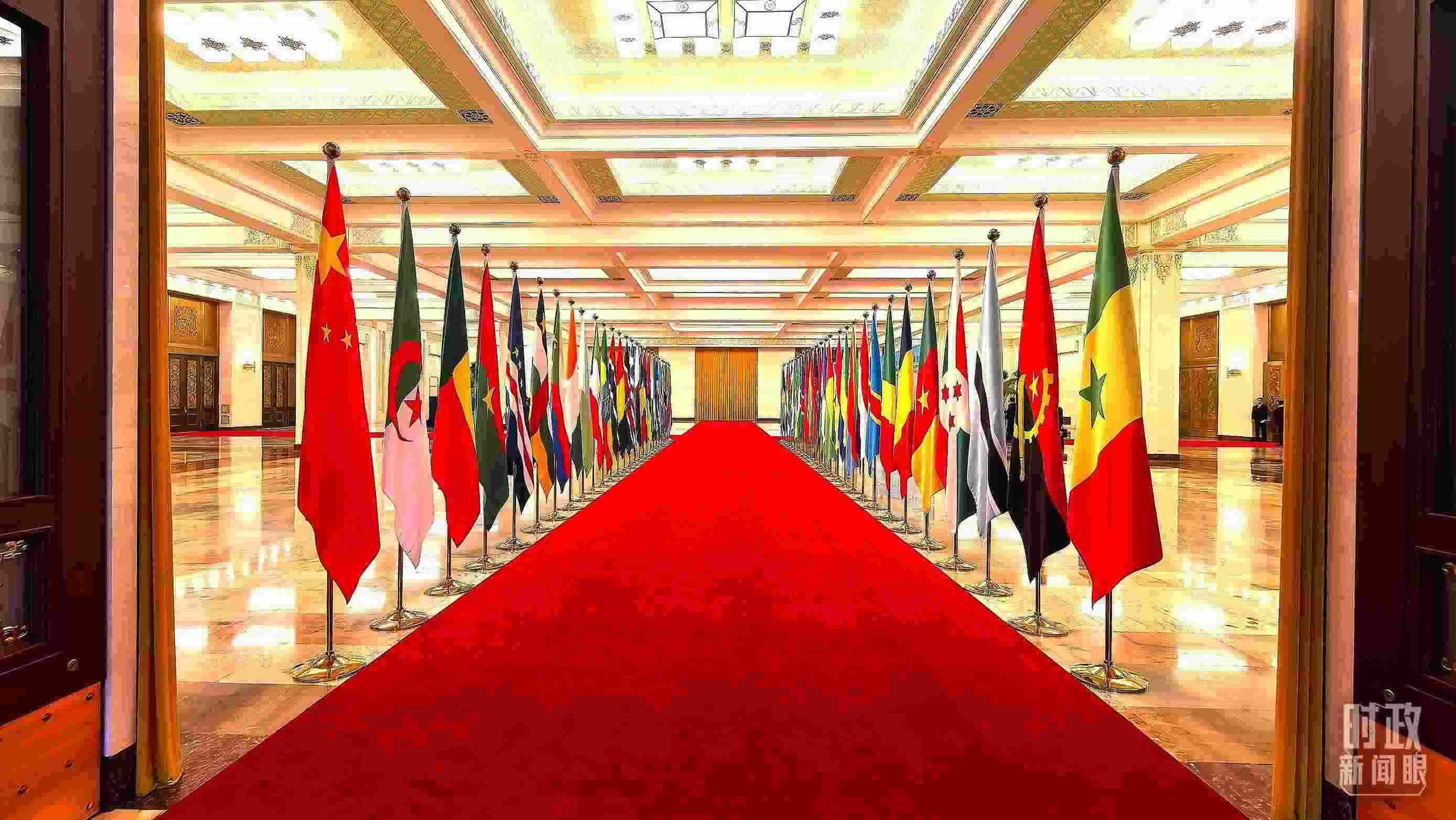  △人民大會堂內的旗陣。（總臺央視記者馬超拍攝）