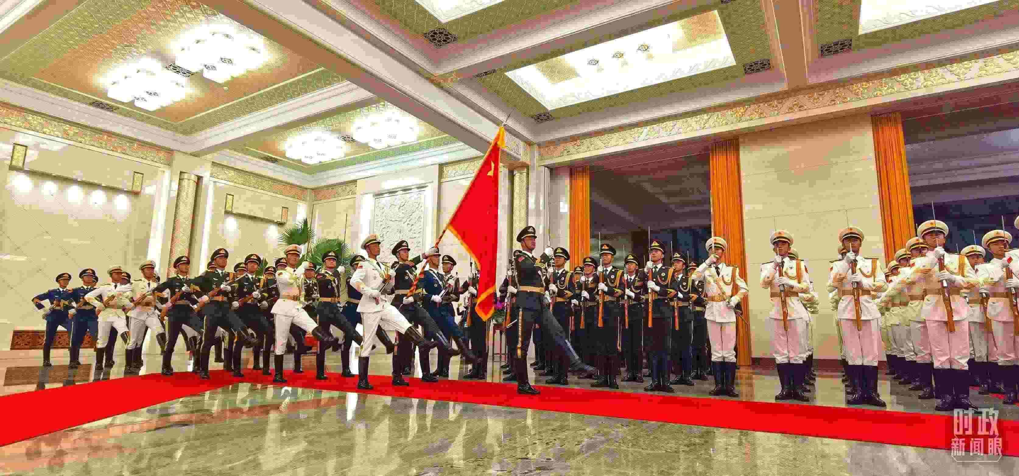 歡迎儀式上的儀仗隊(duì)。（總臺(tái)央視記者郭鴻拍攝）