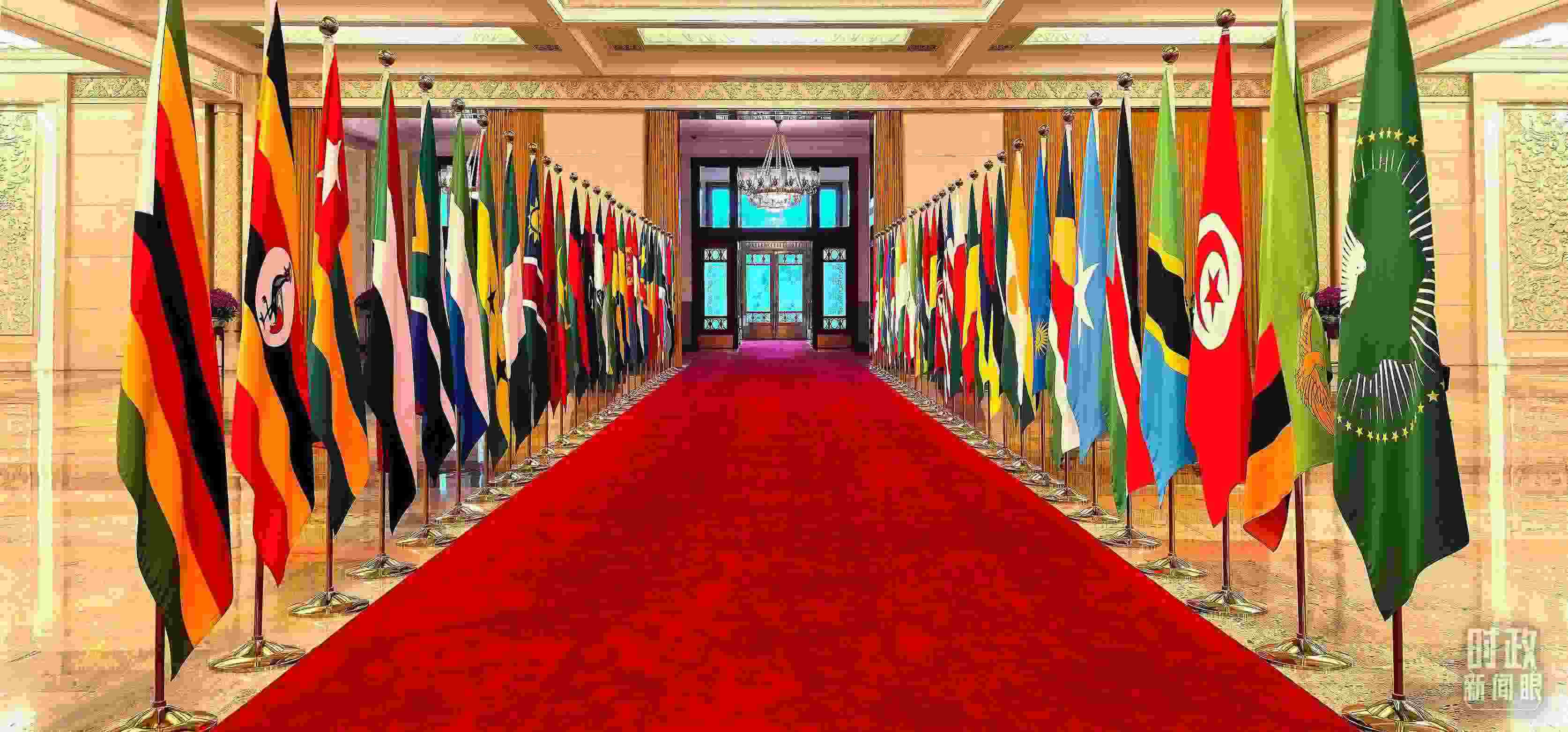 人民大會(huì)堂擺放的旗陣。（總臺(tái)央視記者馬超拍攝）