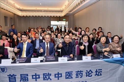 首屆中歐中醫(yī)藥論壇在布魯塞爾舉行，圖為論壇現(xiàn)場。（比利時(shí)浙江籍僑團(tuán)聯(lián)盟供圖）