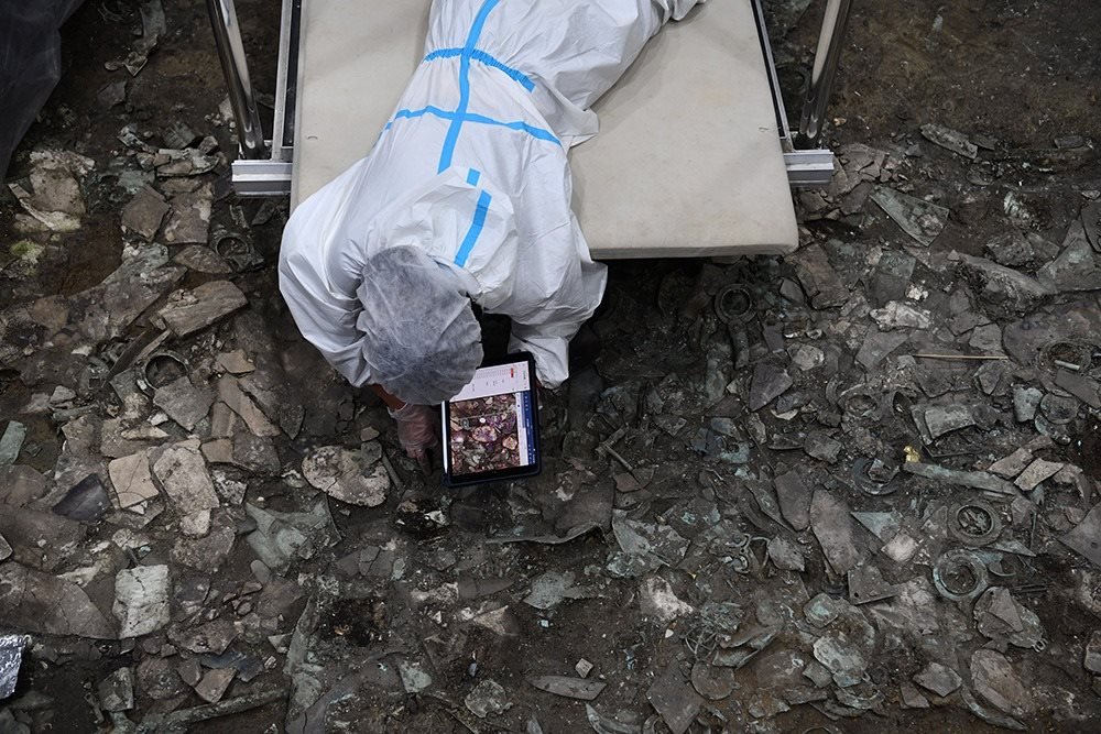 2022年6月28日，四川德陽，三星堆7號祭祀坑發(fā)掘現(xiàn)場。