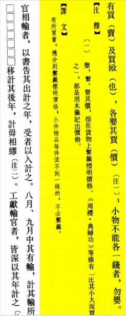 △“買賣的時候，應(yīng)分別掛上價格標(biāo)簽標(biāo)明價格，小件物品每件不到一錢的，不必懸掛標(biāo)簽。”