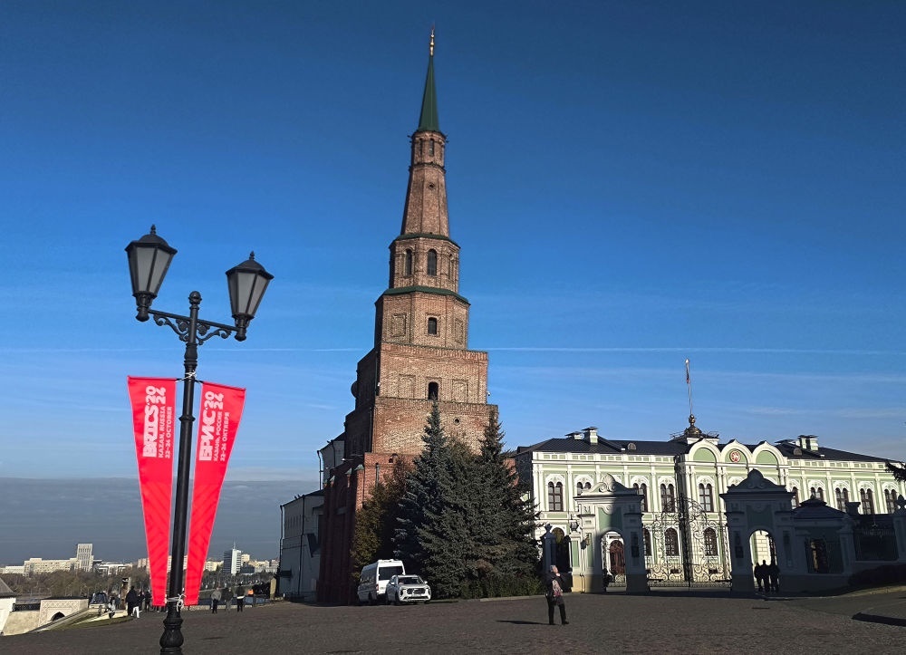 這是2024年10月20日拍攝的俄羅斯喀山克里姆林宮一景。新華社記者 丁海濤 攝