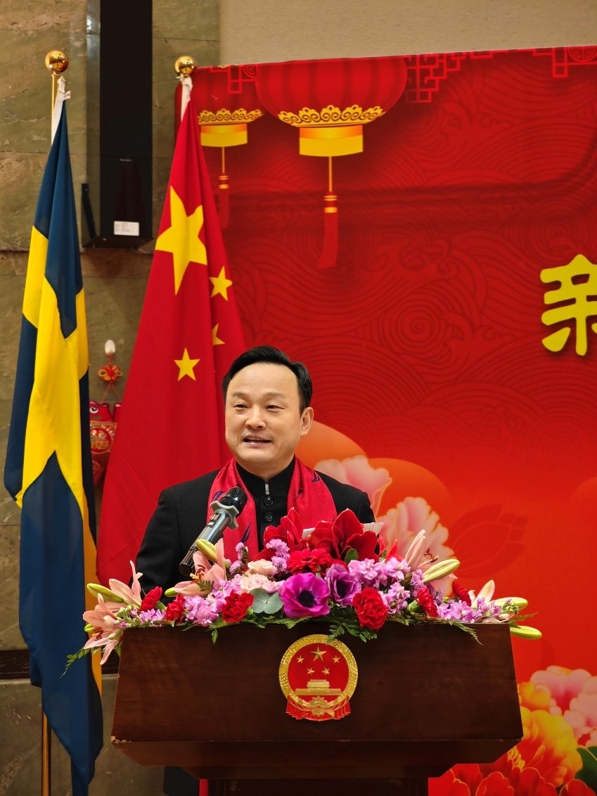 中國(guó)駐哥德堡總領(lǐng)事楊培棟致辭。中國(guó)駐哥德堡總領(lǐng)館供圖