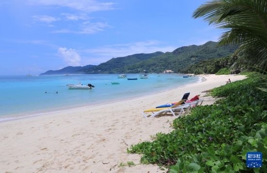 3月19日，游客在塞舌爾馬埃島海邊休閑。新華社記者 董江輝 攝