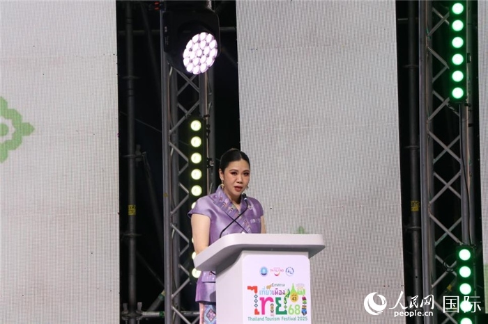 泰國旅游局局長塔佩妮在開幕式上致辭。朱瀟逸攝