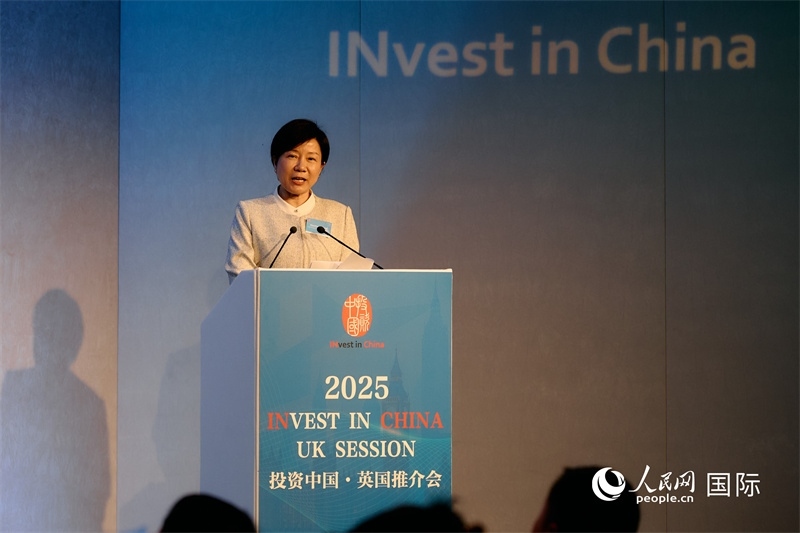 湖南省商務廳廳長龍小紅做商務工作情況推介。楊浩鵬攝。