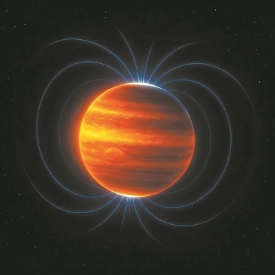 木星磁場（藝術(shù)圖）。圖片來源：物理學(xué)家組織網(wǎng)
